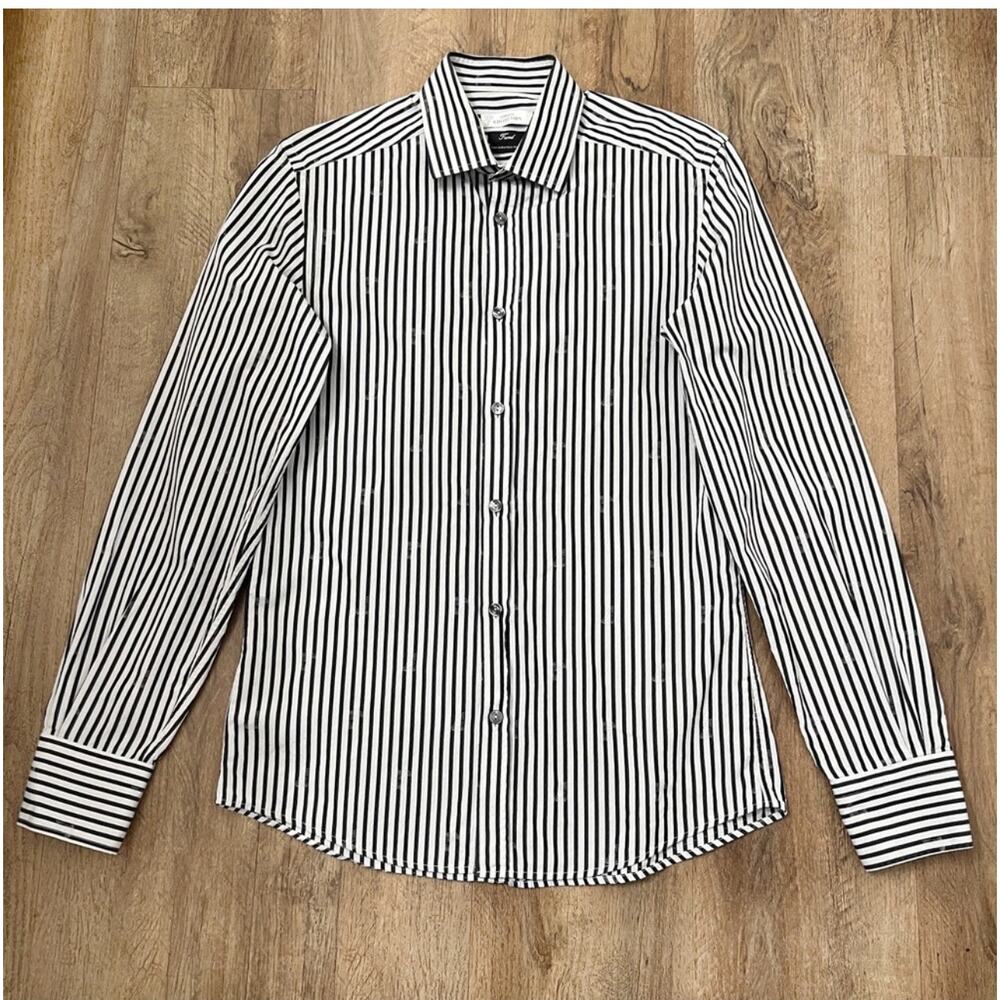 Versace Collection Trend Men's Stripe Button Down Dress Shirt Size 38‎